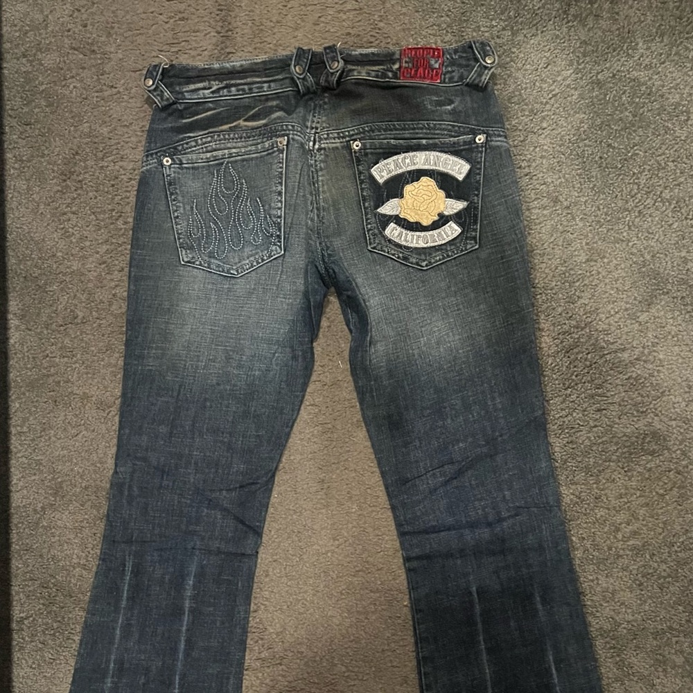 Worn- look bootleg jeans